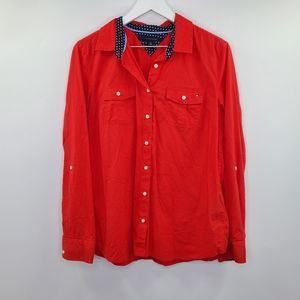 Tommy Hilfiger Red Button Up Shirt Pocket Front